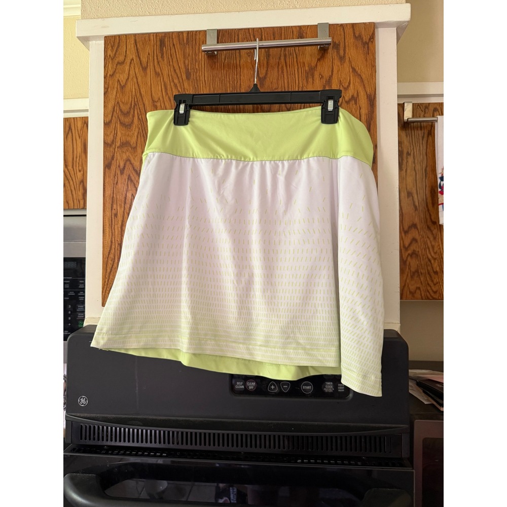 Adidas Golf Skort‎ Womens XL Lime Green White Patterned Athletic Skirt Shorts